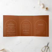 Invitation Trois Volets Mariage en terre cuite Boho Arch simple (Intérieur)