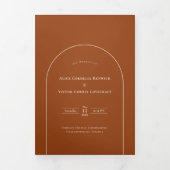 Invitation Trois Volets Mariage en terre cuite Boho Arch simple (Page de couverture)
