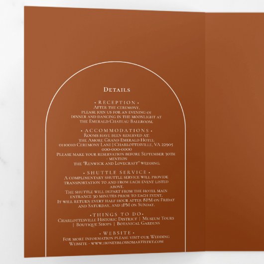 Invitation Trois Volets Mariage en terre cuite Boho Arch simple (Intérieur en premier)
