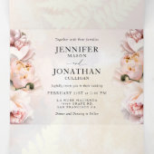 Invitation Trois Volets Mariage Fleuris Rose Tendre Élégant  (Intérieur au milieu)