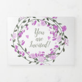 Invitation Trois Volets Mariage Fleurs de Lavande Rose et Pivoine Violette (Page de couverture)