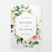 Invitation Trois Volets Mariage floral à fleurs blanches (Page de couverture)