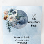 Invitation Trois Volets Mariage floral de la Lune bleue (Intérieur en premier)