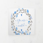 Invitation Trois Volets Mariage floral élégant aux pivoines violettes   (Protection)