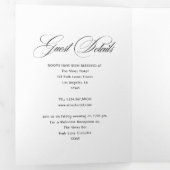 Invitation Trois Volets Mariage floral foncé violet et Rose or (Intérieur en premier)