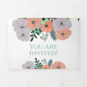 Invitation Trois Volets Mariage Floral Lavande Rose Pêche (Page de couverture)