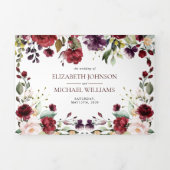 Invitation Trois Volets Mariage floral romantique Bourgogne (Page de couverture)