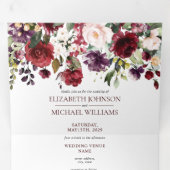Invitation Trois Volets Mariage floral romantique Bourgogne (Intérieur en premier)