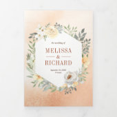 Invitation Trois Volets Mariage floral rustique à l'aquarelle douce Terre (Page de couverture)