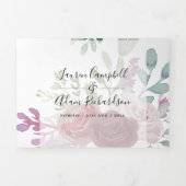 Invitation Trois Volets Mariage floral rustique Bourgogne (Page de couverture)