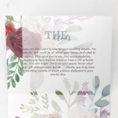 Invitation Trois Volets Mariage floral rustique Bourgogne (Intérieur en premier)