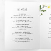 Invitation Trois Volets Mariage floral rustique de marguerite blanche (Intérieur en premier)