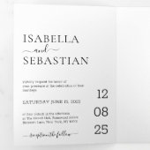 Invitation Trois Volets Mariage Formel Noir Tout dans un ensemble (Intérieur en premier)