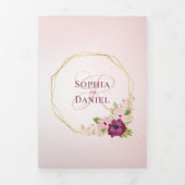 Invitation Trois Volets Mariage géométrique Bourgogne et rose pâle (Page de couverture)