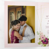 Invitation Trois Volets Mariage géométrique Bourgogne et rose pâle (Intérieur en premier)