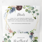 Invitation Trois Volets Mariage géométrique Bourgogne Gold (Intérieur en premier)