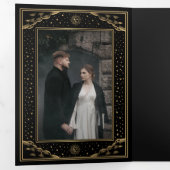 Invitation Trois Volets Mariage Gold Sun et Moon Tarot Card (Intérieur en premier)