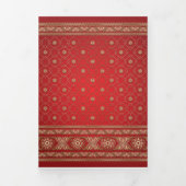 Invitation Trois Volets Mariage indien de style Bollywood rouge et or (Page de couverture)