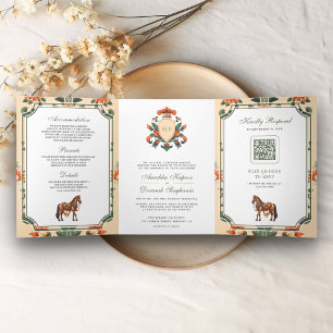 Invitation Trois Volets Mariage indien hindou Royal Crest Vintage