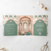 Invitation Trois Volets Mariage indien Lotus Pond Pond Pink (Intérieur)