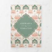 Invitation Trois Volets Mariage indien Lotus Pond Pond Pink (Page de couverture)