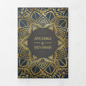 Invitation Trois Volets Mariage indien Mandala Gray Gray moderne (Page de couverture)