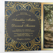 Invitation Trois Volets Mariage indien Mandala Gray Gray moderne (Intérieur en premier)