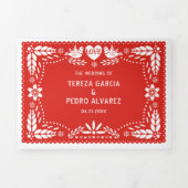 Invitation Trois Volets Mariage inséparable du papillon rouge (Page de couverture)