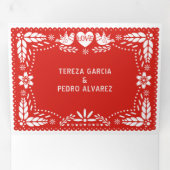 Invitation Trois Volets Mariage inséparable du papillon rouge (Intérieur en premier)