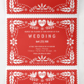 Invitation Trois Volets Mariage inséparable du papillon rouge (Intérieur au milieu)