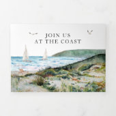 Invitation Trois Volets Mariage maritime de la côte rustique (Page de couverture)