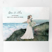 Invitation Trois Volets Mariage maritime de la côte rustique (Intérieur en premier)