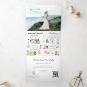 Invitation Trois Volets Mariage maritime de la côte rustique (Intérieur)