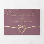 Invitation Trois Volets Mariage Mauve Violet Or (Page de couverture)