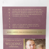 Invitation Trois Volets Mariage Mauve Violet Or (Intérieur en premier)