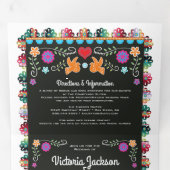 Invitation Trois Volets Mariage mexicain Fiesta Papel Picado (Intérieur en premier)