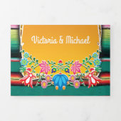Invitation Trois Volets Mariage mexicain Rug et Mariage floral (Page de couverture)
