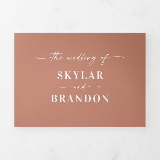 Invitation Trois Volets Mariage minimal en terre cuite simple en terre cui (Page de couverture)