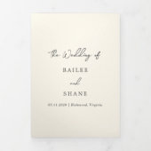 Invitation Trois Volets Mariage moderne à la crème simple (Page de couverture)