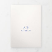 Invitation Trois Volets Mariage moderne Bleu élégant (Page de couverture)