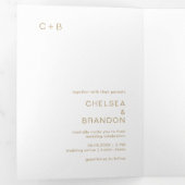 Invitation Trois Volets Mariage moderne Chelsea Gold (Intérieur en premier)