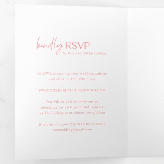Invitation Trois Volets Mariage moderne Chic Pink (Intérieur en premier)
