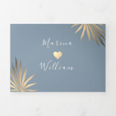 Invitation Trois Volets Mariage Moderne de Plage Bleue (Page de couverture)