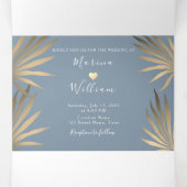 Invitation Trois Volets Mariage Moderne de Plage Bleue (Intérieur au milieu)