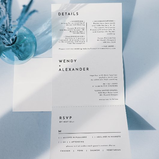 Invitation Trois Volets Mariage moderne en gras tout en un