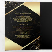 Invitation Trois Volets Mariage moderne en marbre noir (Intérieur en premier)