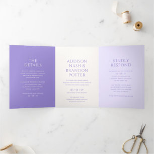 Invitation Trois Volets Mariage Moderne Lilac Élégant