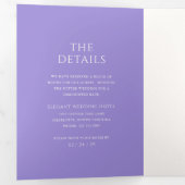 Invitation Trois Volets Mariage moderne lilas élégant (Intérieur en premier)