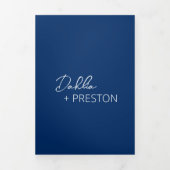 Invitation Trois Volets Mariage moderne photo bleu marine minimal (Page de couverture)