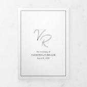 Invitation Trois Volets Mariage moderne photo noir et blanc chic (Page de couverture)